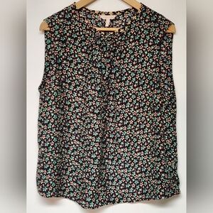 Rebecca Taylor Louisa Floral Flower 100% Silk Blouse Sleeveless Size 14